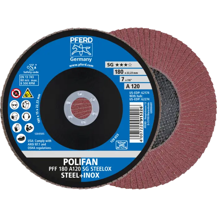 PFERD POLIFAN-Fächerscheiben PFF 180 A 120 SG STEELOX
