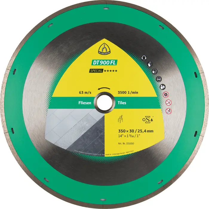 Klingspor - DT 900 FL Diamanttrennscheibe, 300 x 2,2 x 30 mm 2,2 x 7 mm, geschl. Rand m. Laserschlitzen Reduzierring 25,4